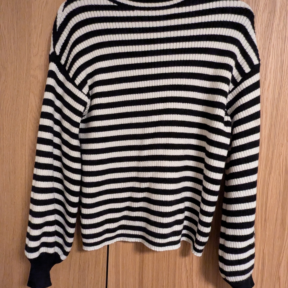 Anthropologie Black and White Striped Turtleneck Sweater